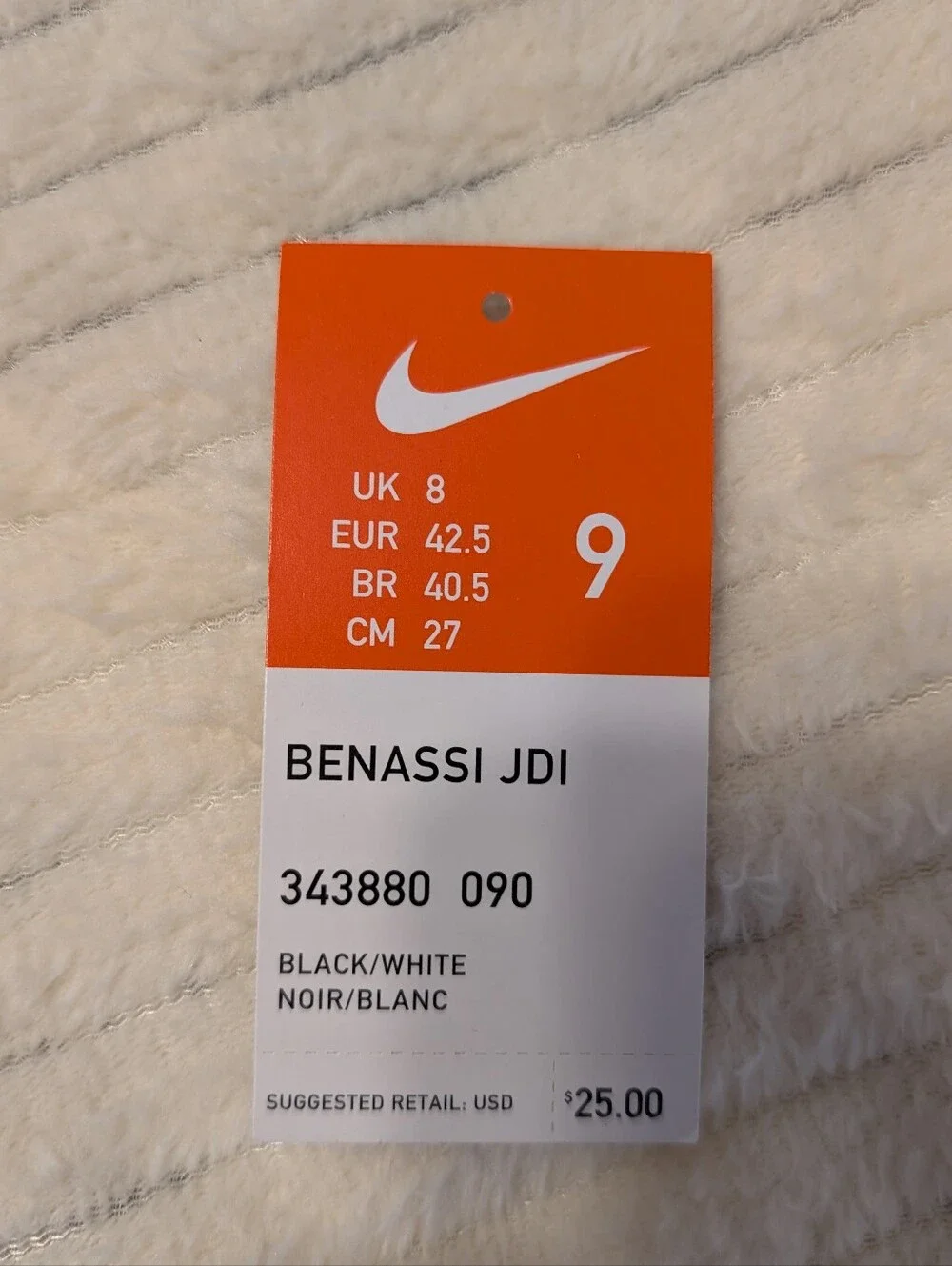 NEW - Nike Benassi JDI Slides in Black and White
